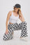 PLUS SIZE HIGH WAIST CHECKERD STRAIGHT LEG KNIT PANTS