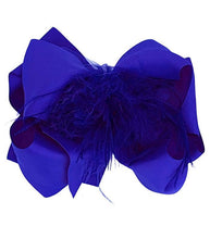 BLUE FEATHER HAIR BOWS