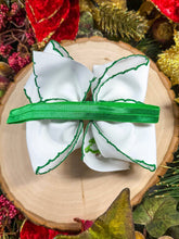 Christmas Tree Embroidered Moonstitch Bow Headband