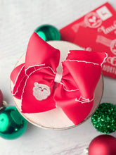 Santa Embroidered Moonstitch Hair Bow