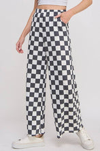 PLUS SIZE HIGH WAIST CHECKERD STRAIGHT LEG KNIT PANTS