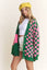 BUTTON DOWN LONG SLEEVE CHECKERED OVERSIZED CARDIGAN