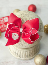 Santa Embroidered Moonstitch Bow Headband