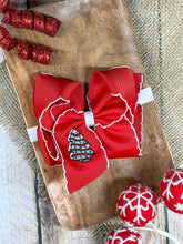 Christmas Tree Cake Embroidered  Moonstitch Bow Headband