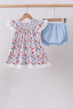 Blue Floral Lace Bloomer Set
