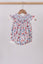 Blue Floral Lace Smocked Bubble