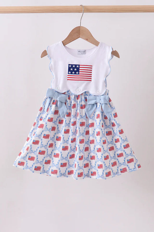 Blue Flag Bow Dress