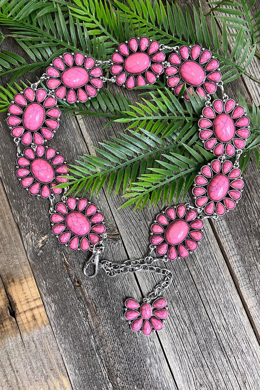 LT. PINK MARBLE CONCHO BELT KIDS
