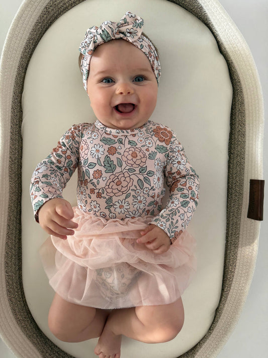 AUTUMN BLOSSOM DREAM TUTU LONG SLEEVE BODYSUIT DRESS