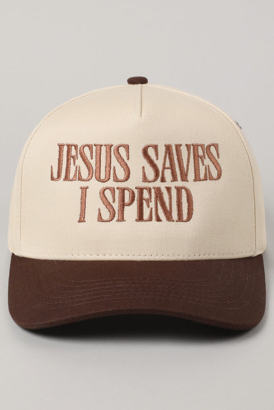 Jesus Saves I Spend Brown