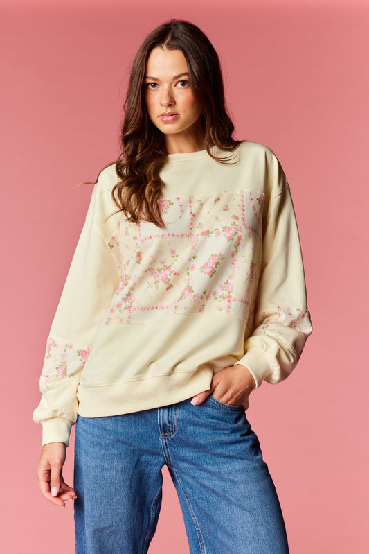 Yellow Floral Patchwork Sweatshirt