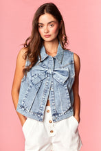 Denim Bow Front Sleeveless Vest