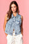 Denim Bow Front Sleeveless Vest