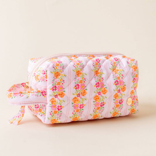 Essentials Quilted Cosmetic Pouch-Petal Parade Pink