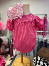 Girls Bow Smocking Hot Pink Romper