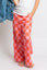 KID STYLE HIGH WAIST CHECKERD STRAIGHT LEG KNIT PANTS