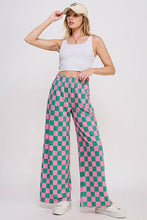 PLUS SIZE HIGH WAIST CHECKERD STRAIGHT LEG KNIT PANTS