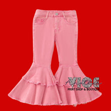 Pink Denim Double Flare