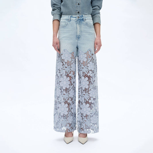 SUPER HIGH RISE WIDE LEG JEANS(EMBROIDERY,RAW HEM) BYW8194