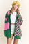 BUTTON DOWN LONG SLEEVE CHECKERED OVERSIZED CARDIGAN
