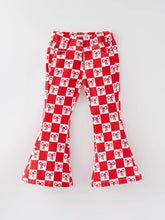 Girls Red Bow Checker Pants