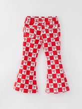 Girls Red Bow Checker Pants
