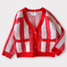Kids Big Top Stripe Cardi- Red