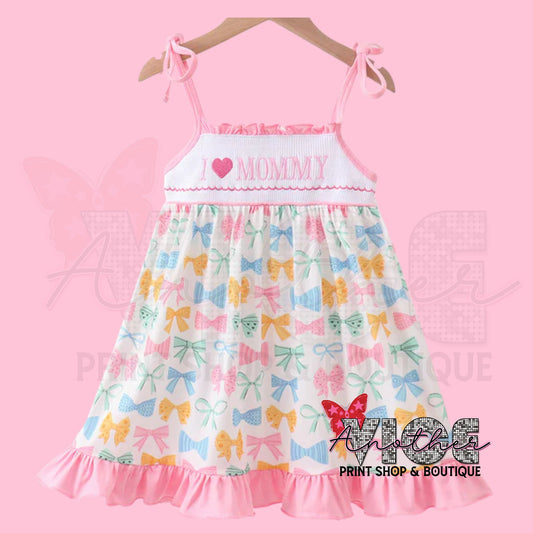 Pink Bow I Love Mommy Dress