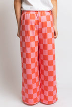 KID STYLE HIGH WAIST CHECKERD STRAIGHT LEG KNIT PANTS