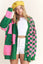 BUTTON DOWN LONG SLEEVE CHECKERED OVERSIZED CARDIGAN