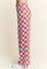 PLUS SIZE HIGH WAIST CHECKERD STRAIGHT LEG KNIT PANTS