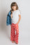 KID STYLE HIGH WAIST CHECKERD STRAIGHT LEG KNIT PANTS