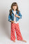 KID STYLE HIGH WAIST CHECKERD STRAIGHT LEG KNIT PANTS