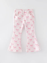 Pink Bow Flared Denim