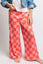 KID STYLE HIGH WAIST CHECKERD STRAIGHT LEG KNIT PANTS