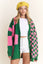 BUTTON DOWN LONG SLEEVE CHECKERED OVERSIZED CARDIGAN