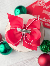 Santa Embroidered Moonstitch Hair Bow