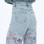 SUPER HIGH RISE WIDE LEG JEANS(EMBROIDERY,RAW HEM) BYW8194