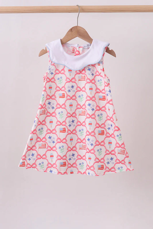Blue Floral Bow Tie Dress