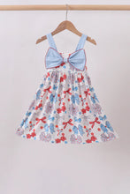 Blue Bow Print Dress