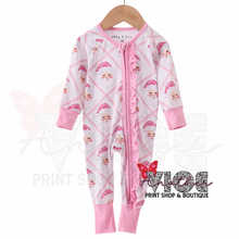 Pink Santa Claus Bamboo Zipper Romper