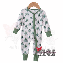 Green Christmas Tree Bamboo Zipper Romper