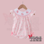 Pink Bunny Smocked Ruffle Bow Bubble