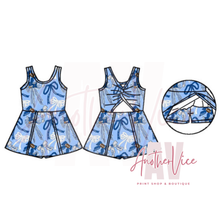 Blue Bows BH Athletic Romper PRE ORDER