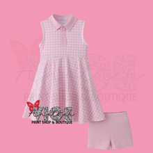Pink Active Gingham Shorts Set