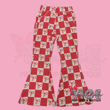Girls Red Bow Checker Pants
