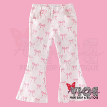 Pink Bow Flared Denim
