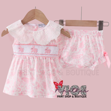 Pink Bunny Lace Collar Bloomer Set