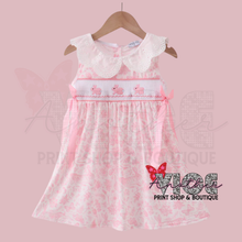 Pink Smocked Lace Collar Dress