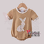 Brown Plaid Bunny Applique Bubble